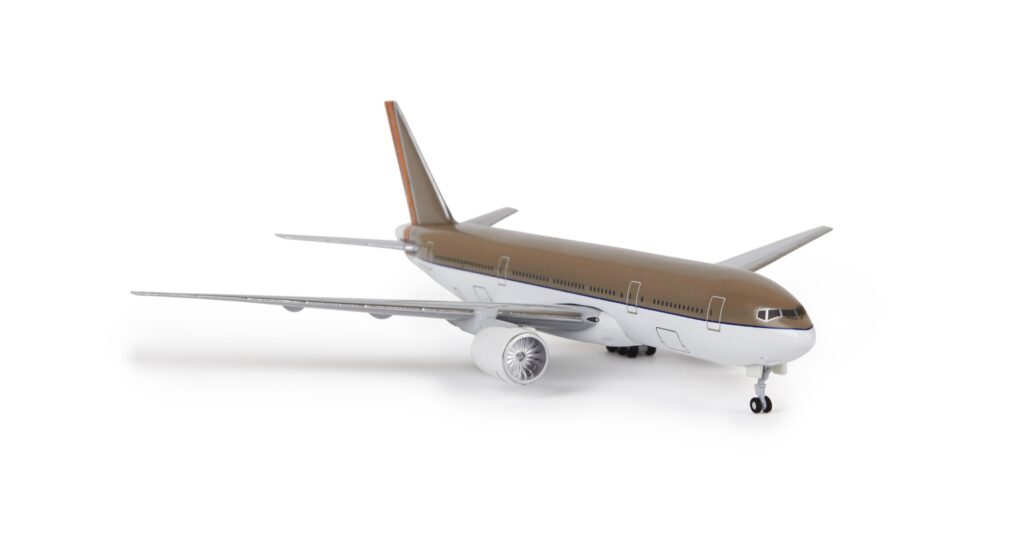 Toy airplane on white